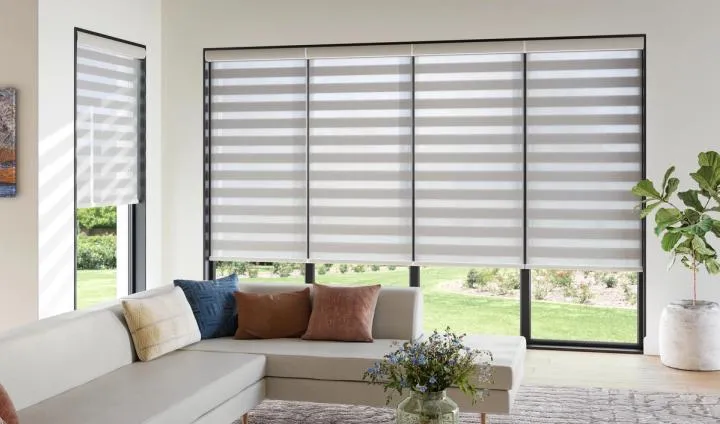 Banded Shades in Living Room