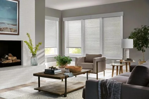 Motorized Wood Blinds with Cornice