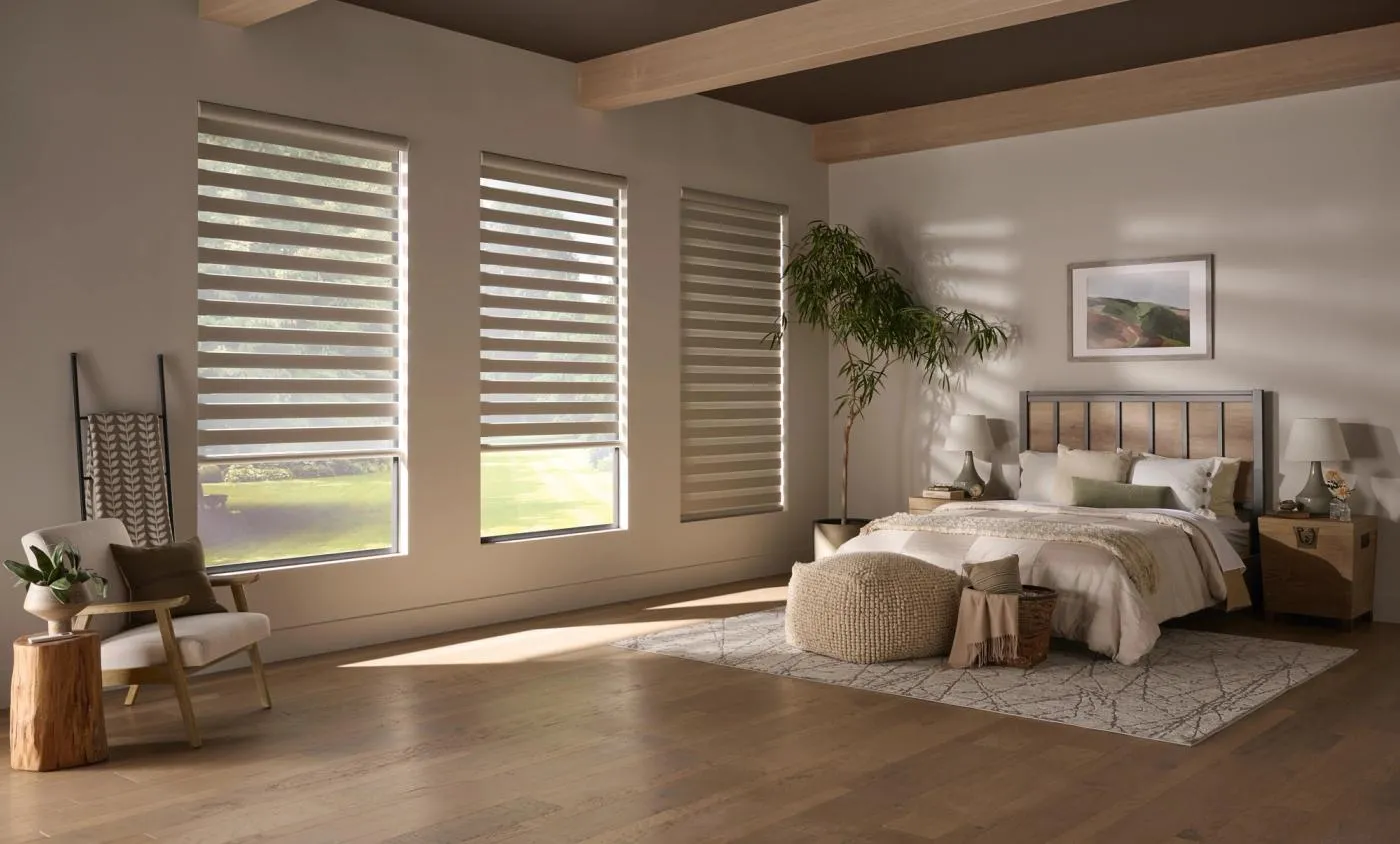 Banded Shades in Bedroom