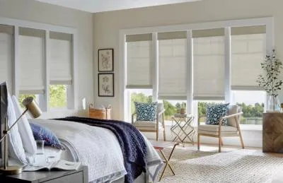 Natural Woven Shades in bedroom