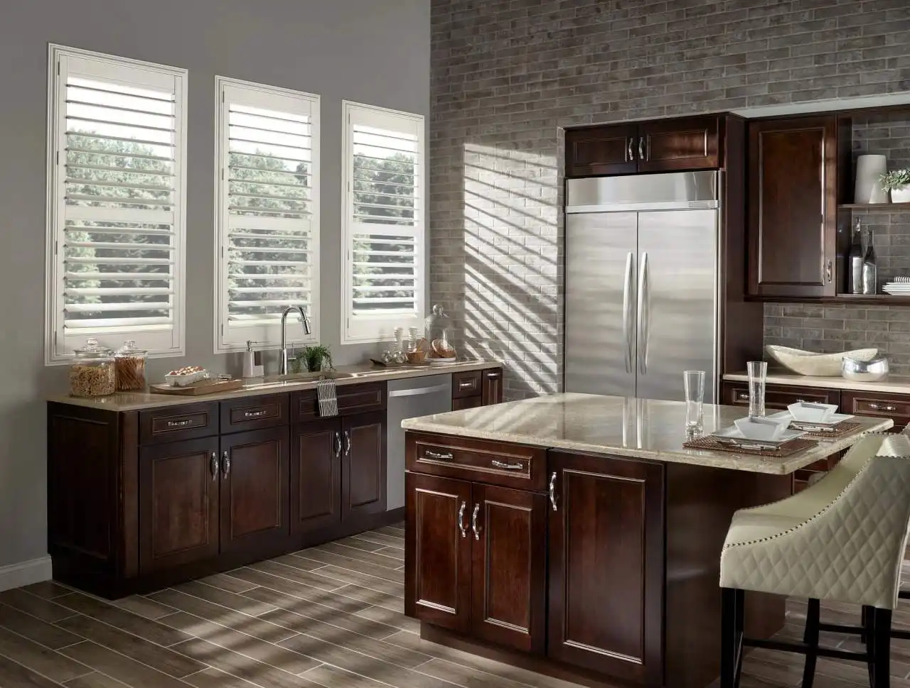 Plantation shutters in kitchen