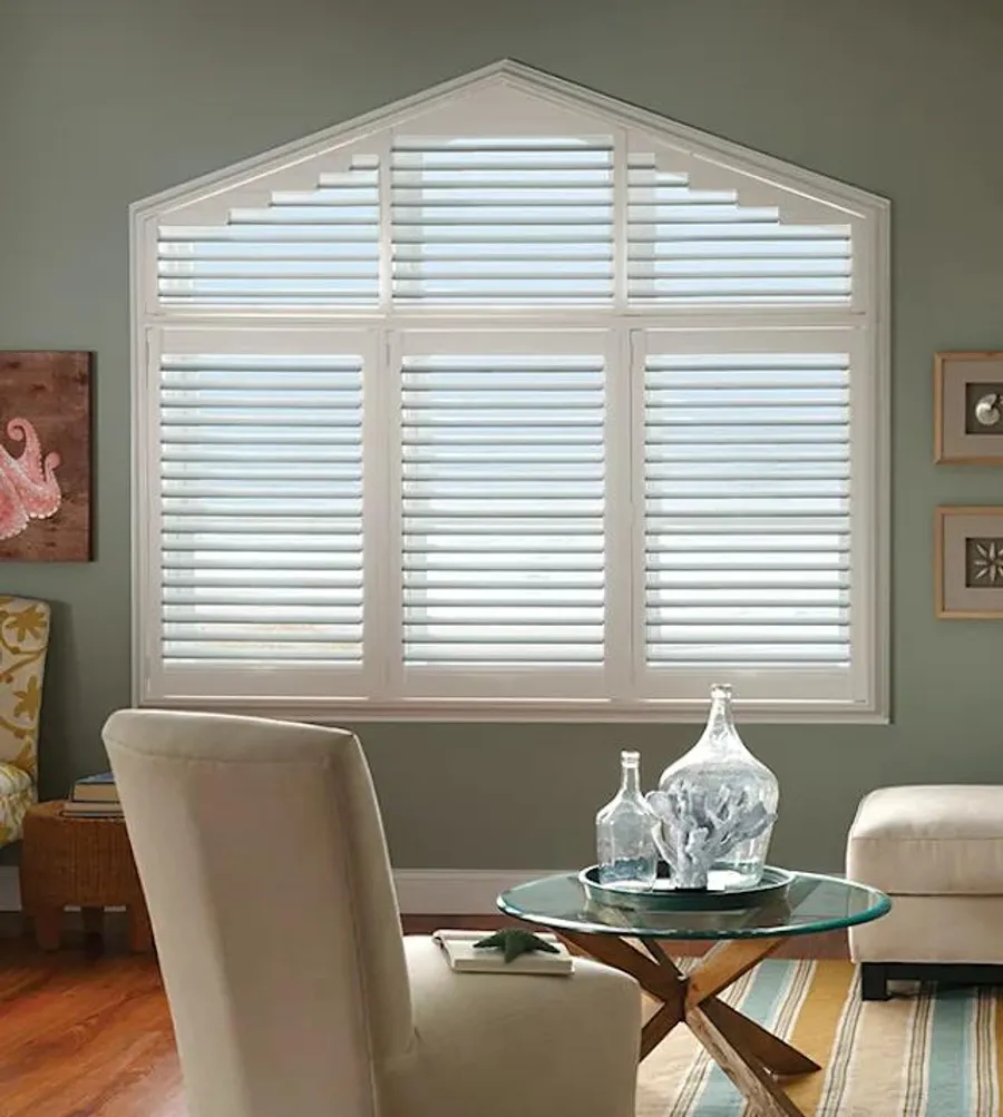 Specialty plantation shutters in arches window
